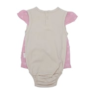 Pancy Flower & Net Design Cotton Babygirl Romper, Dark Pink & Beige