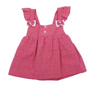 Picture of Pancy Sleeveless Embroidered Design Cotton Girls Frock, Red