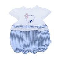 Picture of Pancy Checkered Line Design Cotton Babygirl Bodysuit, Blue & White