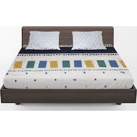 Home Tex Cotton Printed Flat Bedsheet Set, Encre Blue - Carton of 14
