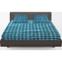 Home Tex Cotton Printed Flat Bedsheet Set, Energie Blue - Carton of 14