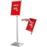 A3 Poster Standing Sign Holder, Silver
