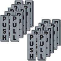 Push and Pull Door Sign Stickers, 60 x 190mm, Silver - Set of 10