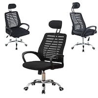 Adjustable Mesh Office Chair with Headrest, Black