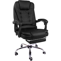 Reclining Leather Office Boss Chair, Black