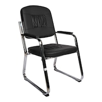 AM Leather Plain Design Visitors Chair, Black, MAF-6620