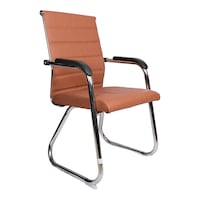 AM Plain Design Visitors Chair, Brown, MH-161V