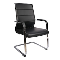 AM Leather Plain Design Visitors Chair, Black, OC-12A