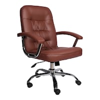 Picture of AM Leather Design Office Chair with Adjustable Height, Brown, 9923
