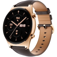 Honor Watch GS 3 with Leather Strap, 1.43inch, 140-210mm, Classic Gold