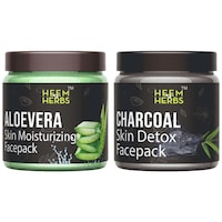 Heem & Herbs Aloevera and Charcoal Face Pack, 100 gm, Pack Of 2Pcs