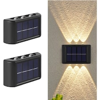 Next Life 6 LED Solar Up Down Wall Lights for Garden, Warm White - Pack of 2