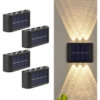 Picture of Next Life 6 LED Solar Up Down Wall Lights for Garden, Warm White - Pack of 4