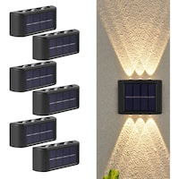 Next Life 6 LED Solar Up Down Wall Lights for Garden, Warm White - Pack of 6