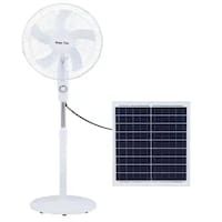 Next Life Rechargeable Solar Fan Without USB Port, 16inch, White
