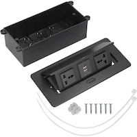 Next Life Dual Usb Table Pop Up Socket Connection Box, 250V 16A, Black