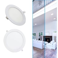 Next Life Round LED Recessed Ceiling Panel Light, White - Pack of 2