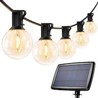 Picture of Next Life Solar G40 String Lights with 25 LED Bulbs, E12 Base, 2700K, 25ft