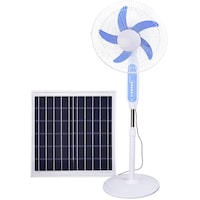 Picture of Next Life Rechargeable Solar Fan With USB Port, 16inch, Blue