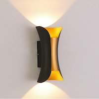 Next Life Modern Outdoor Wall Sconce Light, Warm White, Black Gold