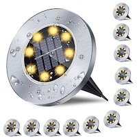 Picture of Next Life Disk Ground 8 LED Solar Lights, Warm White - Pack of 12
