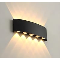 Next Life Modern Outdoor Wall Sconce Light, Black, 12LED