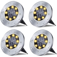 Picture of Next Life Disk Ground 8 LED Solar Lights, Warm White - Pack of 4