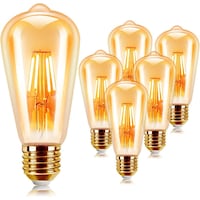 Next Life Warm White Vintage Edison Bulb, 4W, 470LM, Golden Glass - Pack of 6