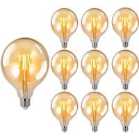 Next Life Warm White Vintage LED Edison Bulb, 4W, 400LM, Golden Glass, G125 - Pack of 10