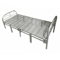 Al Mubarak Foldable Single Steel Bed, GHF, Silver