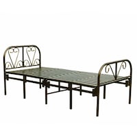 Al Mubarak Foldable Single Steel Bed, HF, Brown