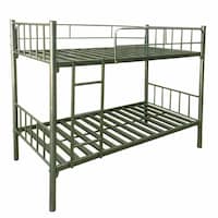 Al Mubarak Steel Dual Bed with Ladder, HK-3, Silver