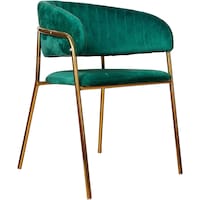 Al Mubarak Fabric Metal Chair, Green & Gold