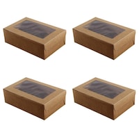 Picture of Hemoton 6 Cavities Kraft Paper Cupcake Box, Set of 10
