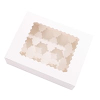 Picture of Joyfulhome 12 Cavities Kraft Paper Cupcake Box, White, Set of 12