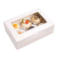 Picture of Fufu 6 Cavities Kraft Paper Cupcake Box, White, Set of 12