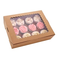 Picture of Joyfulhome 12 Cavities Kraft Paper Cupcake Box, Brown, Set of 12