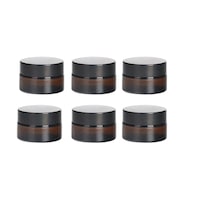 Fufu Amber Glass Cosmetic Jar with Lid, 50ml, Set of 6