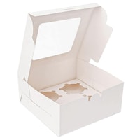 Picture of Fufu 4 Cavities Kraft Paper Cupcake Box, White, Set of 12