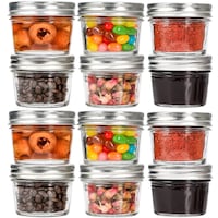 Picture of Fufu Mason Wide Mouth Glass Jars with Lids, 113g, Set of 12