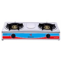 Mebashi Double Burner Stainless Steel Gas Stove, ME-GS122, Red
