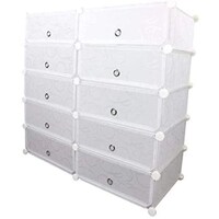 10 Cubes Storage Plastic Shoe Cabinet, White