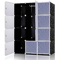 12 Cubes DIY Garment Storage Cube Wardrobe, Black & White