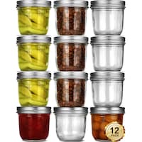 Picture of Fufu Mason Jars with Airtight Metal Lids, 250ml, Pack of 12