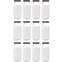 Picture of Fufu Reusable Glass Bottles with Lids, Clear, 200ml, Pack of 12
