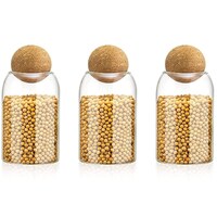 Picture of Fufu Glass Food Storage Jars with Wood Lid Ball, 800ml, Set of 3
