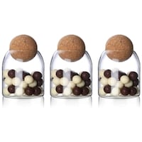 Picture of Fufu Glass Food Storage Jars with Wood Lid Ball, 500ml, Set of 3