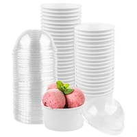 Fufu Disposable Paper Ice Cream Cups - 85g, Pack of 50