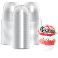 Picture of Fufu Plastic Cups with Dome Lids, 360ml, Pack of 100