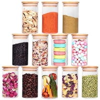 Picture of Fufu Glass Spice Jars with Bamboo Lids, 198g, Pack of 12